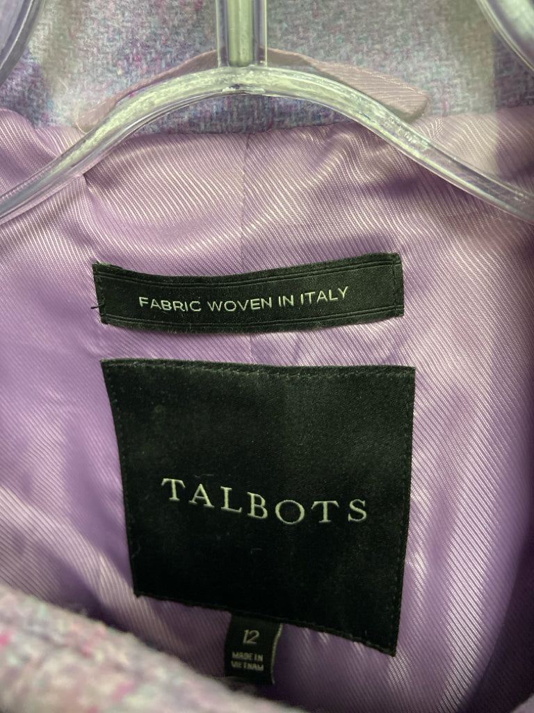 Talbots Size 12 Lavender Mottled Zip Down Wool Blend Ladies Jacket