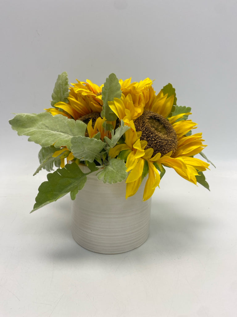 Yellow White Ceramic Floral Arrangement