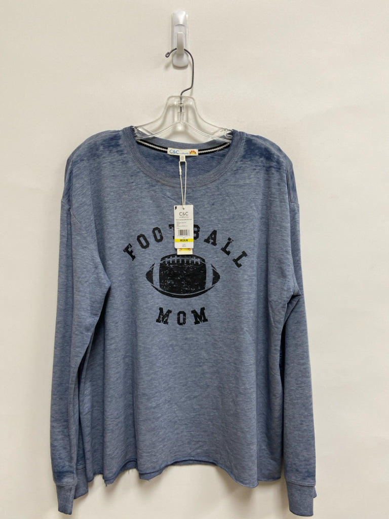NWT C&amp;C Size M Faded Blue Football Long Sleeve Tee Ladies Top