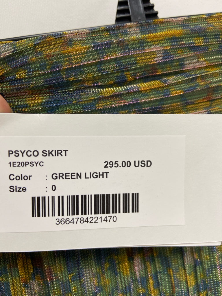 NWT ba&amp;sh Size 0 Green Blue/Pink Sparkle Ladies Skirt