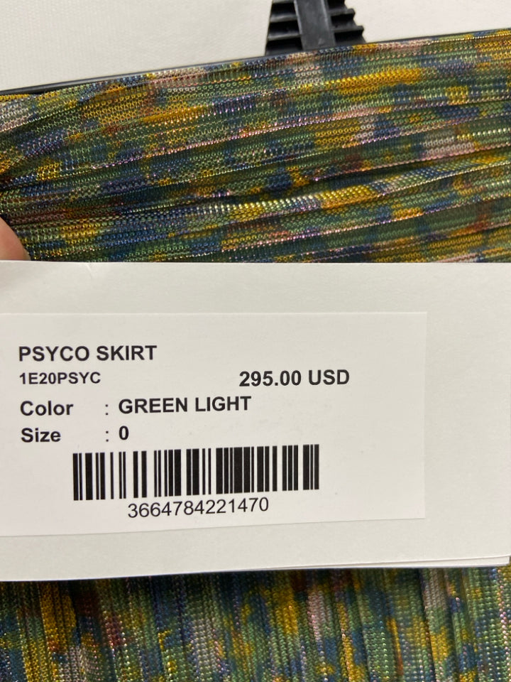 NWT ba&amp;sh Size 0 Green Blue/Pink Sparkle Ladies Skirt