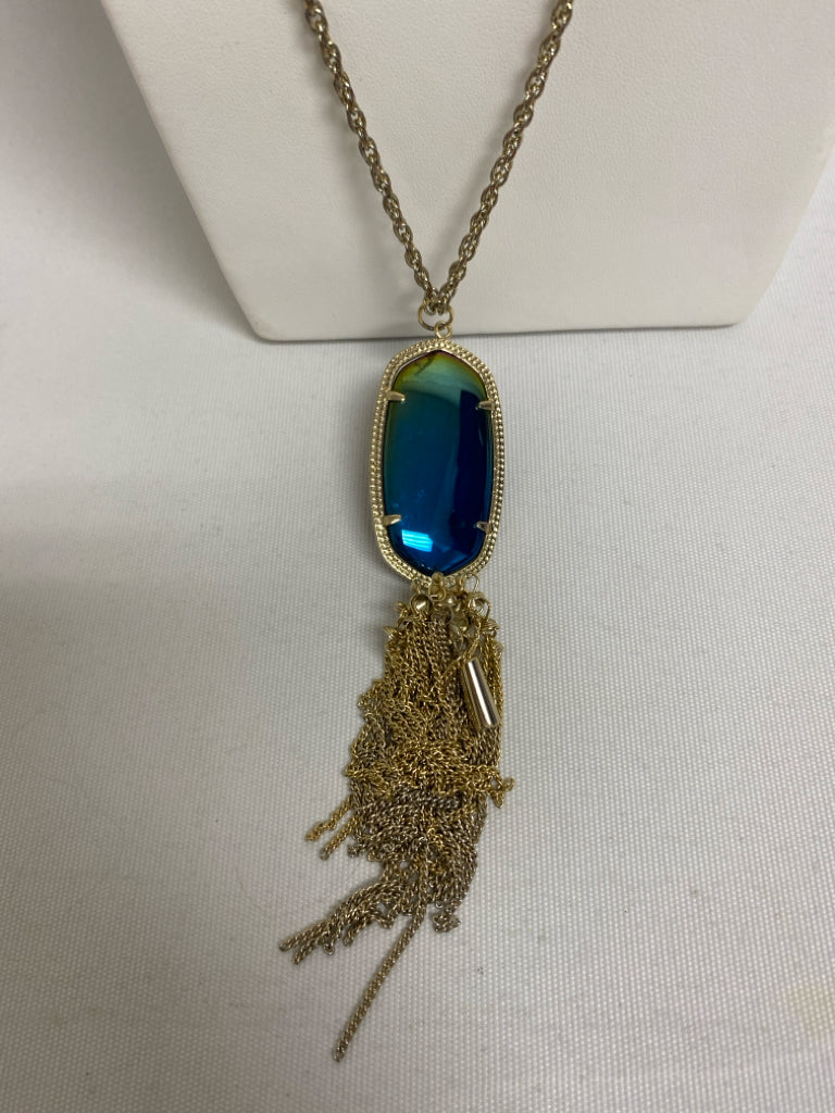 Kendra Scott Black/Gold Blue/Green Jeweled Necklace