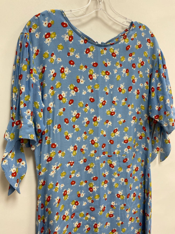 Faithfull Size 6 Blue Red/Yellow Flowers Ladies Dress