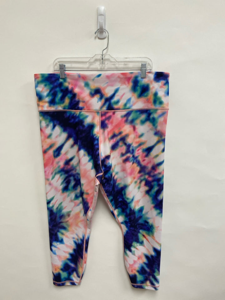 Athleta  SIZE  2X Pink/White Coral/Blue Tie Dye Plus Size Athletic Legging
