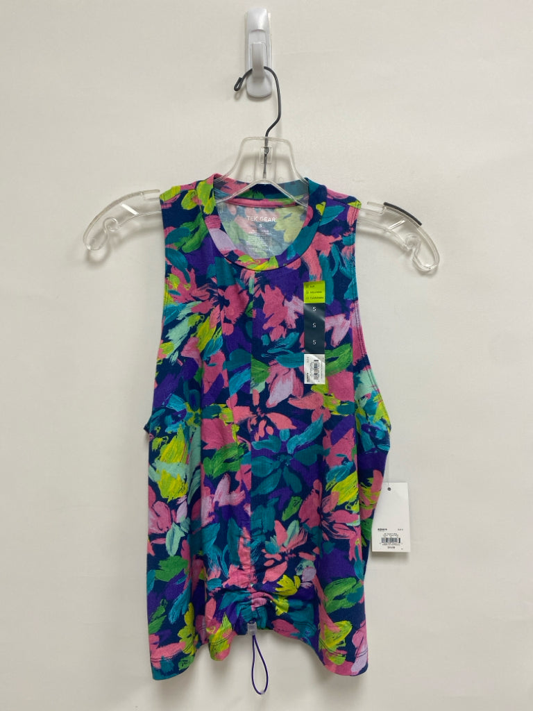 NWT Tek Gear Size S Navy/Pink Green/Purple Floral Tank Athletic Top