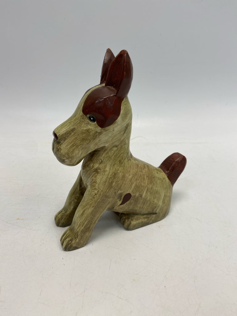 Green Brown Handcrafted Wood Figurine
