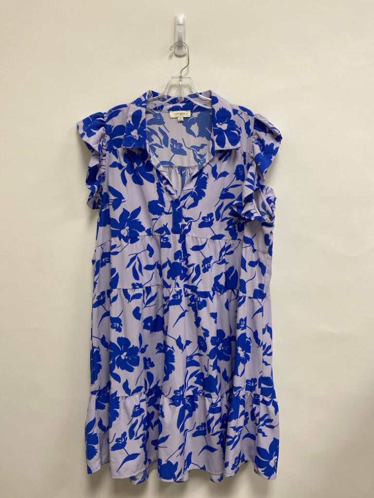 Umgee  SIZE  2X Lavender Royal Blue Flowers Sleeveless Plus Size Dress
