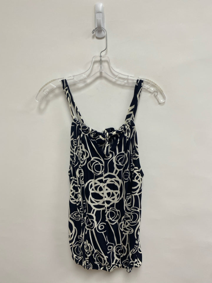 Trina Turk Size P Black White Print Sleeveless Petite Top