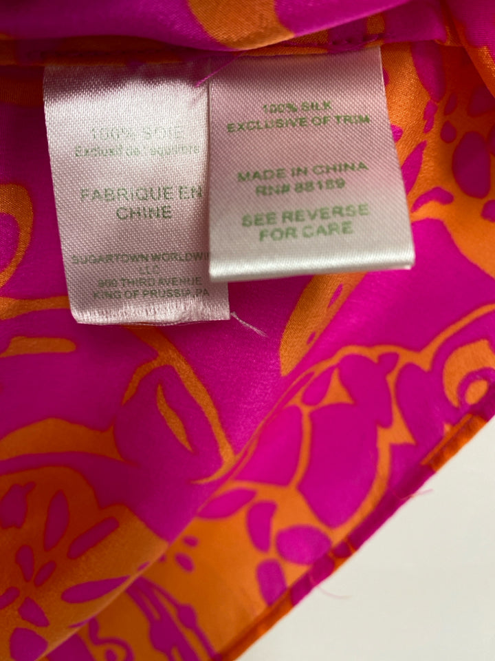 LILLY PULITZER Size S Hot Pink Orange Floral Tank Ladies Top