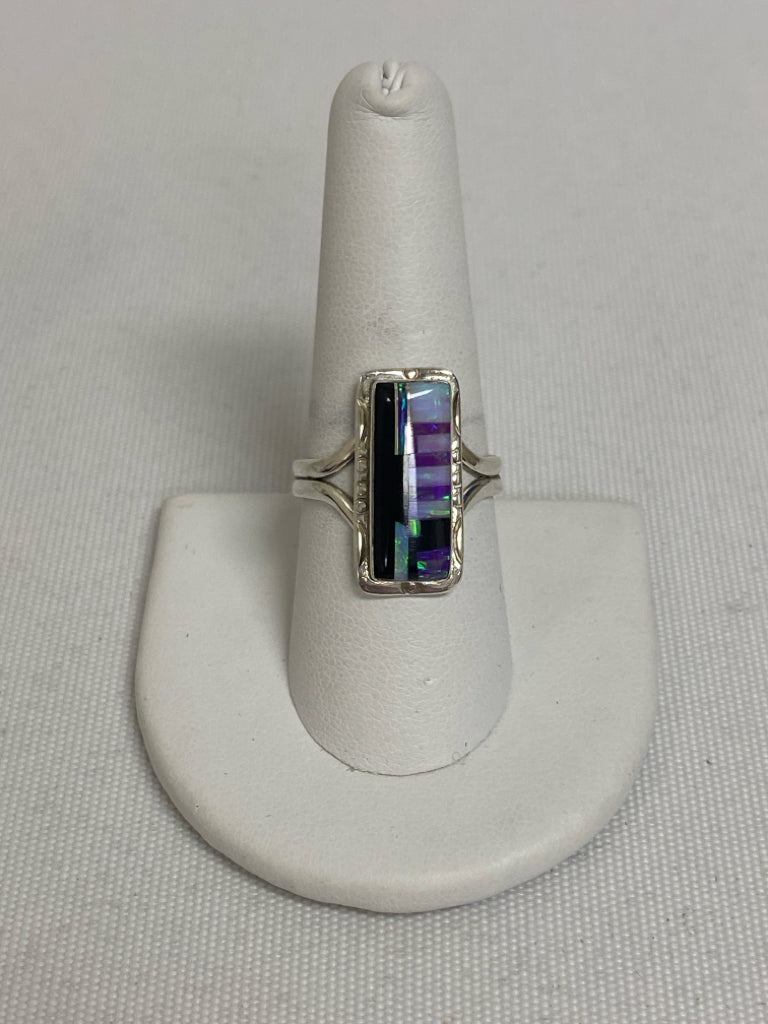 Silver Black/Purple Sparkle Ring