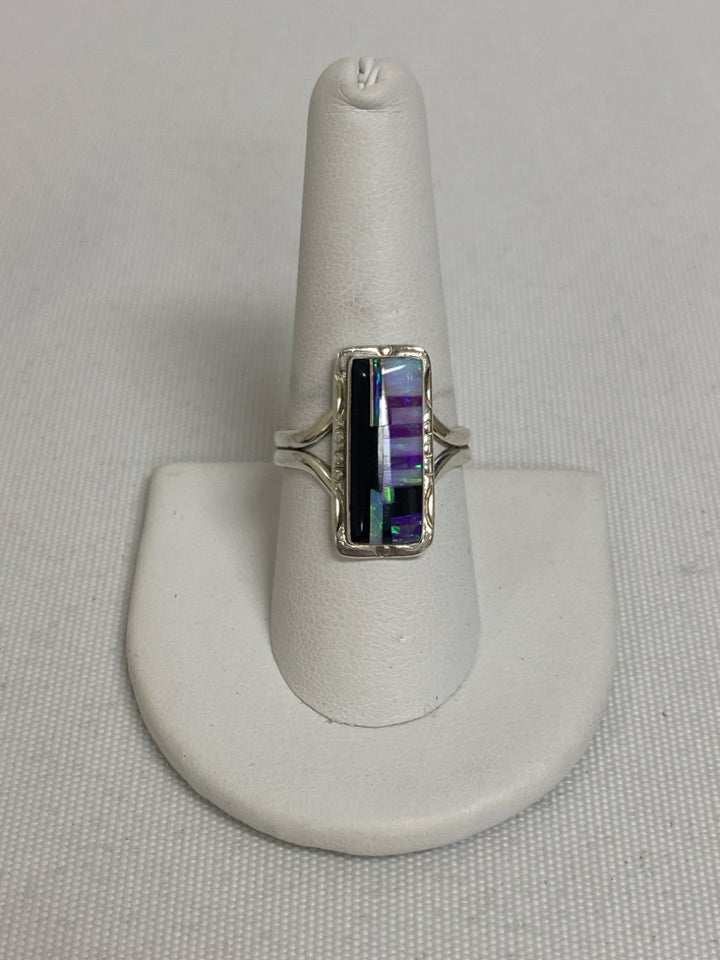 Silver Black/Purple Sparkle Ring