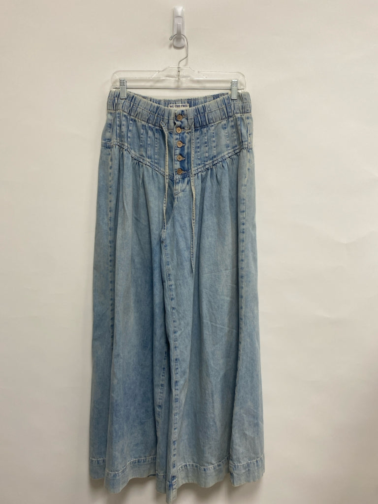 NWT We The Free Size S Dusty Pale Blue Pleated Wide Leg Ladies Jeans