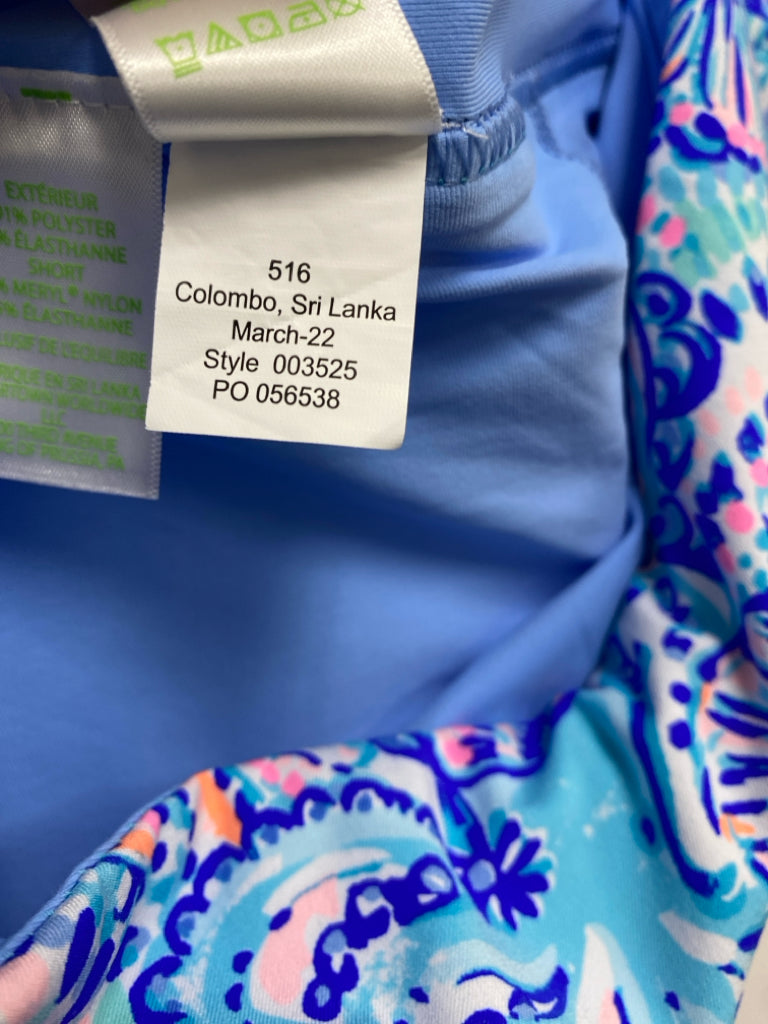 LILLY PULITZER Size 16 Royal Blue/White Aqua/Pink Shells Plus Size Skort