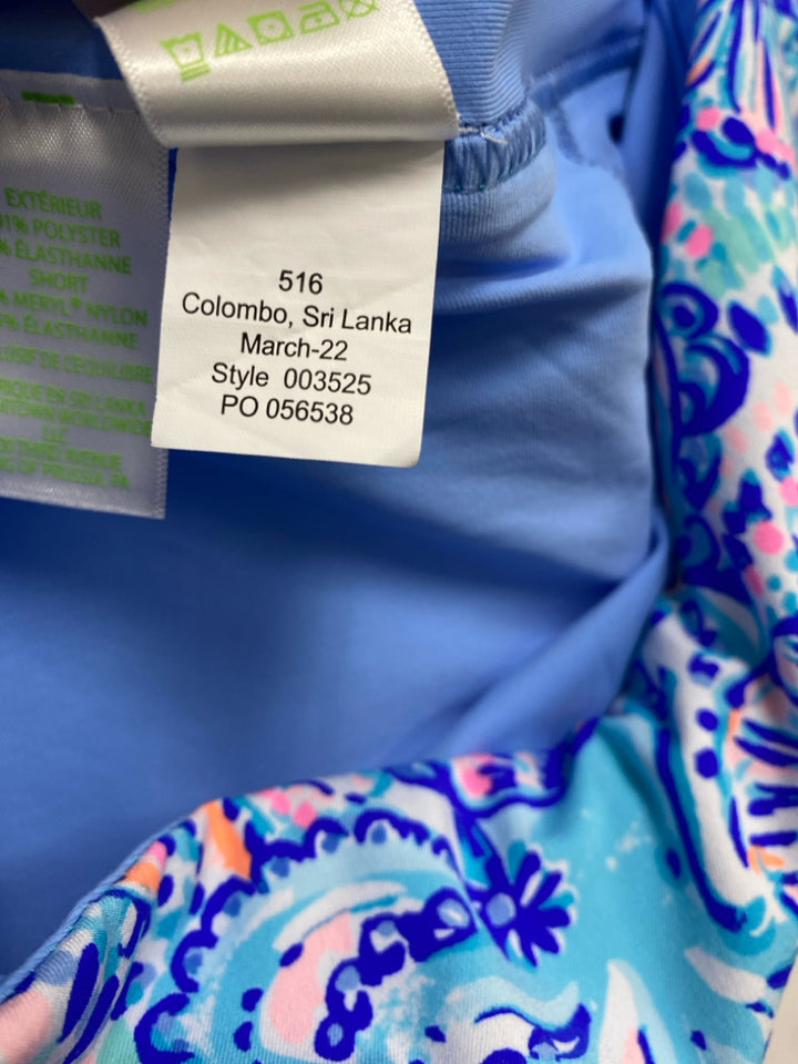 LILLY PULITZER Size 16 Royal Blue/White Aqua/Pink Shells Plus Size Skort