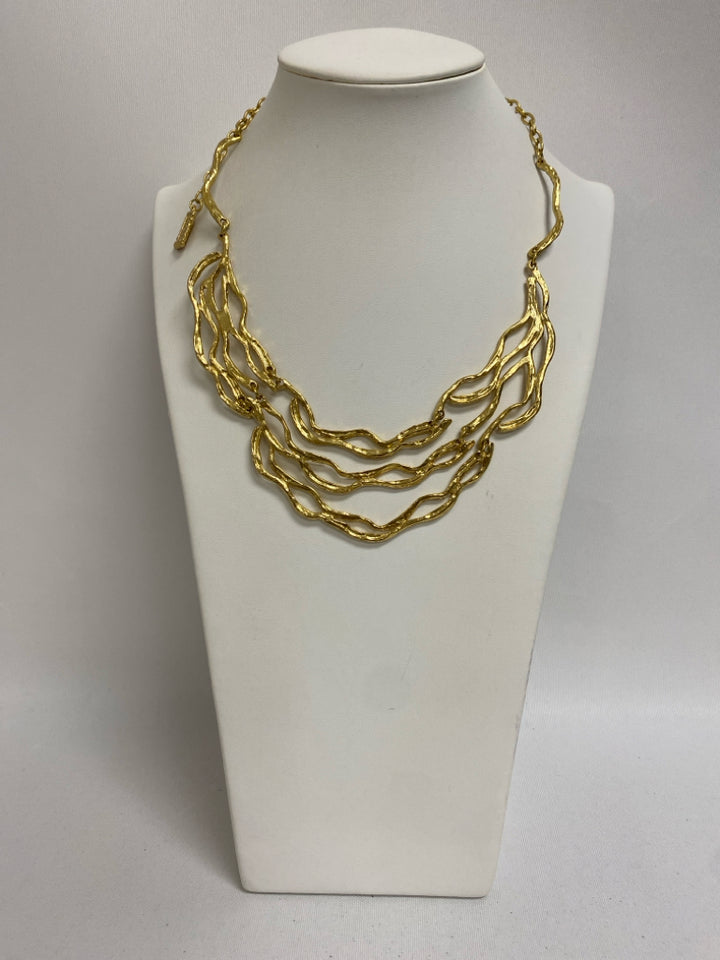 Karine Sultan Gold Color Hammered Necklace