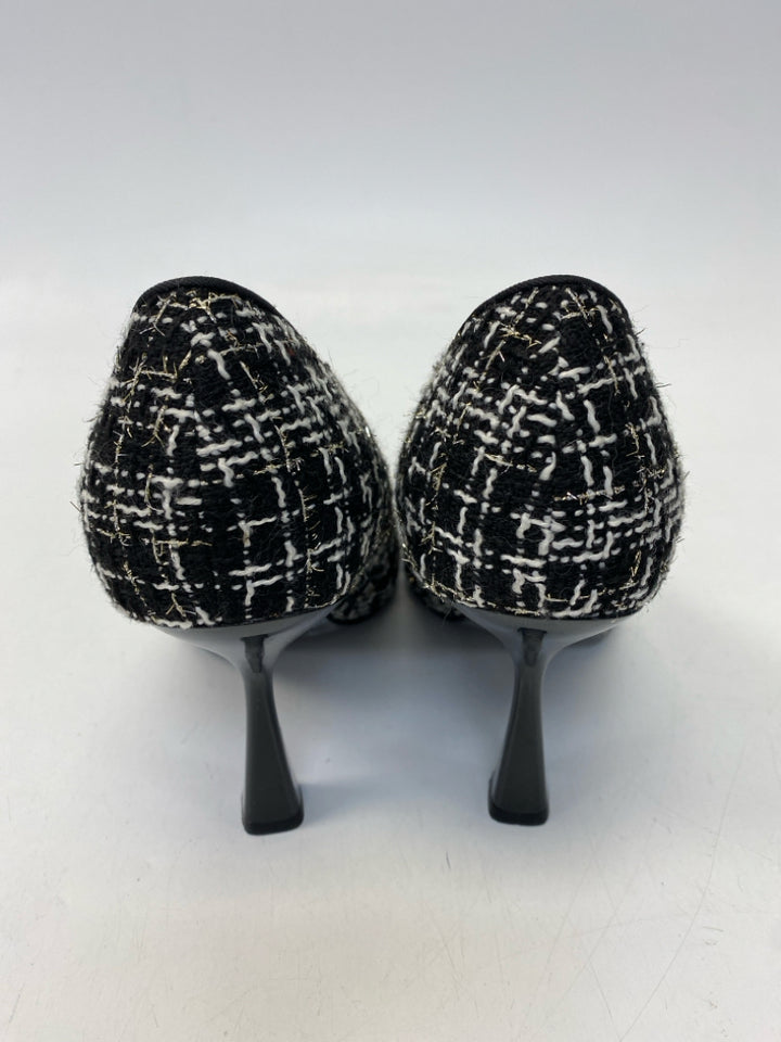 Nine West US Shoe Size 9.5 Black/White Fabric Heels