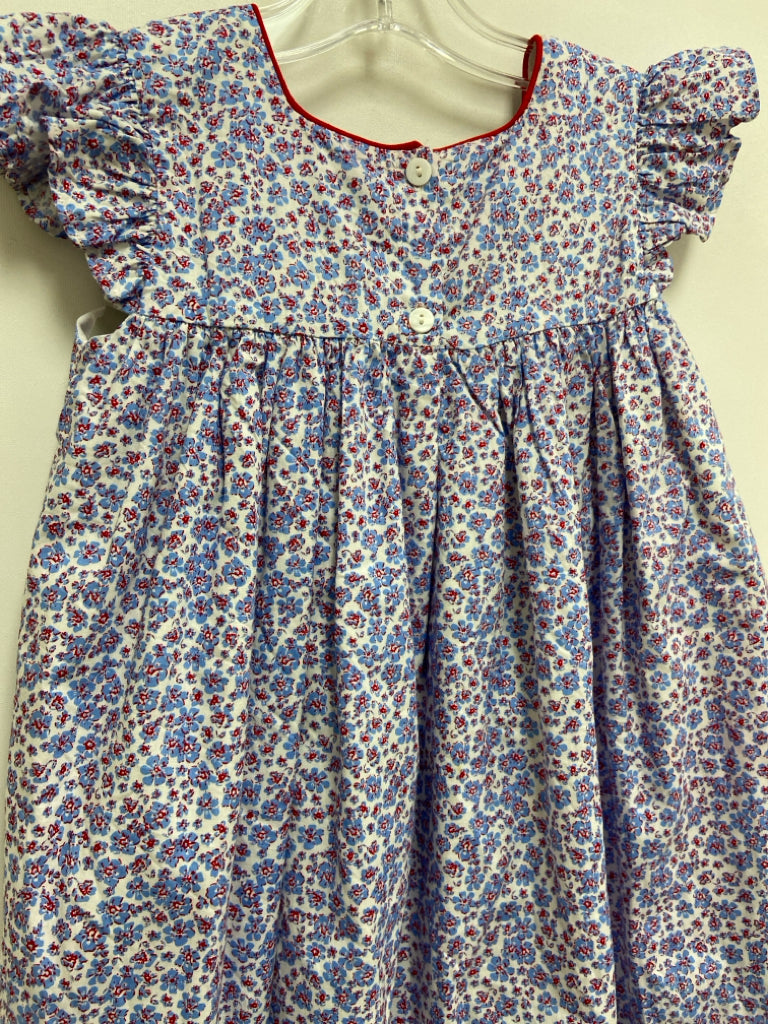 busy bees SIZE 5 White Blue/Red Flowers Girl&