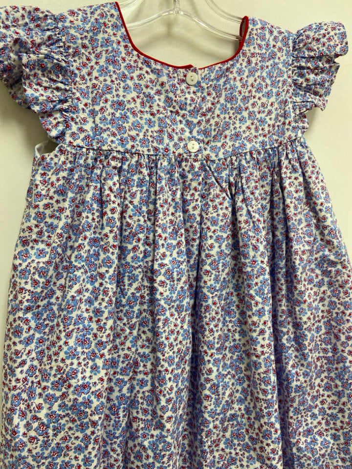 busy bees SIZE 5 White Blue/Red Flowers Girl&