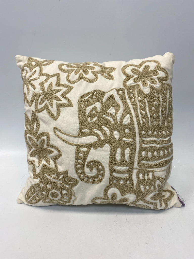 Cream Tan Elephant(s) Pillow