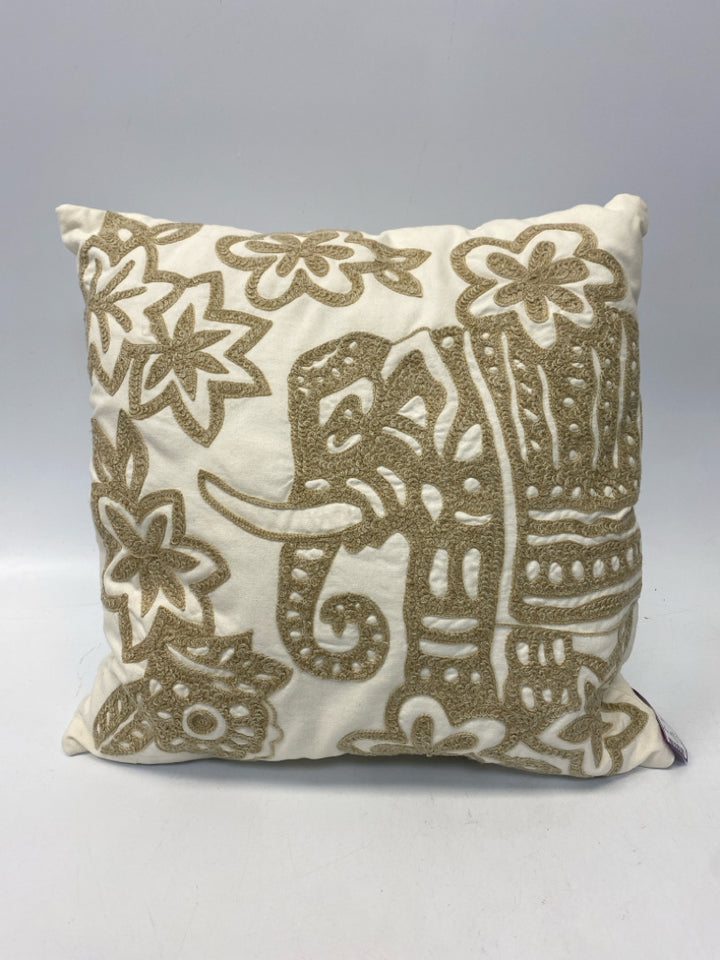 Cream Tan Elephant(s) Pillow