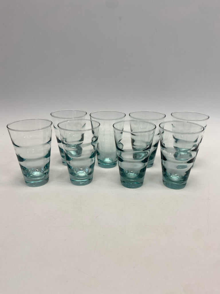 Clear Turquoise Ribbed Glassware