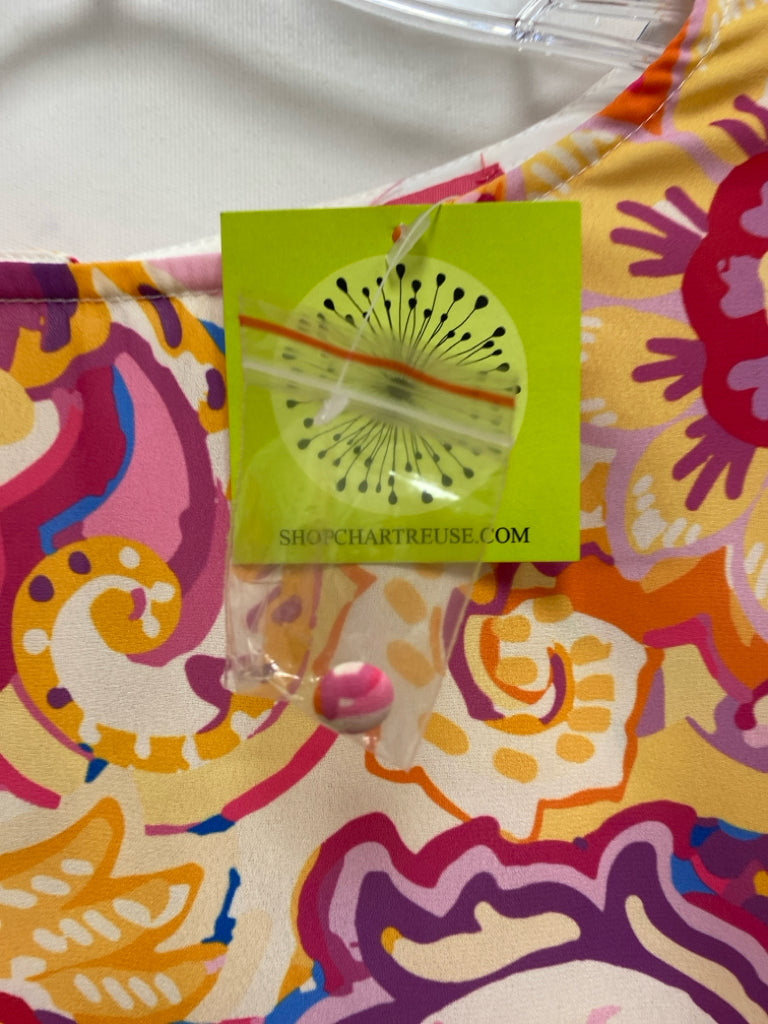 NWT Flying Tomato Size L Orange Pink/White Print Ladies Top