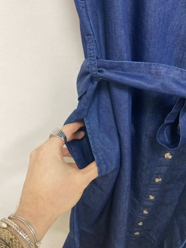 SIZE  3X Dark Blue Button Up Plus Size Dress