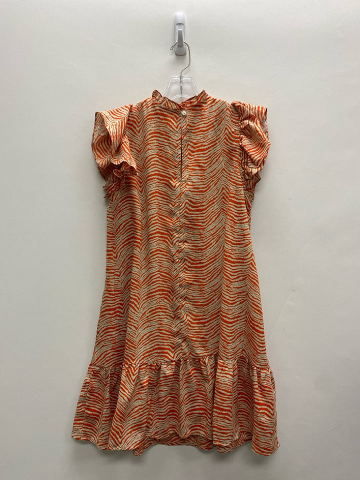 Size M Beige Orange Zebra Print Ladies Dress