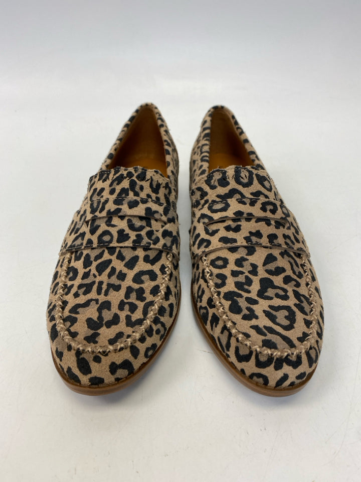 NWT Lucky Brand US Shoe Size 8 Tan/Blk Animal Print Flats