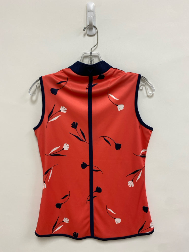 Callaway Size S Navy Coral/White Floral Sleeveless Athletic Top