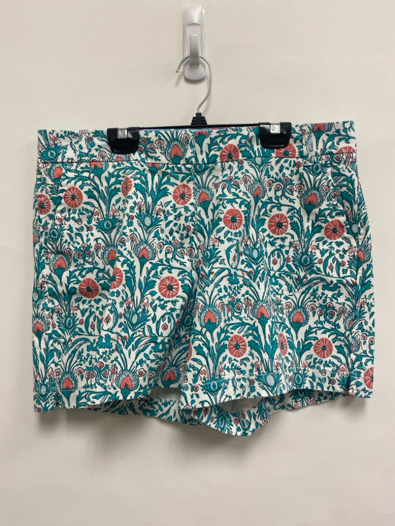 Crown &amp; Ivy Size 10 White/Pink Turquoise Floral Ladies Shorts