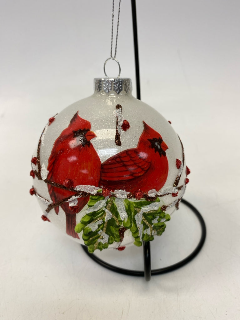 Clear Red Cardinal Glass Ornaments