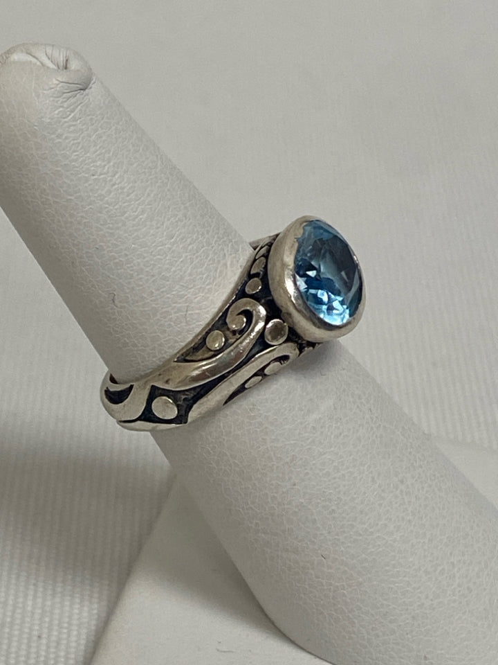 Teal Blue Silver Oval(s) Ring