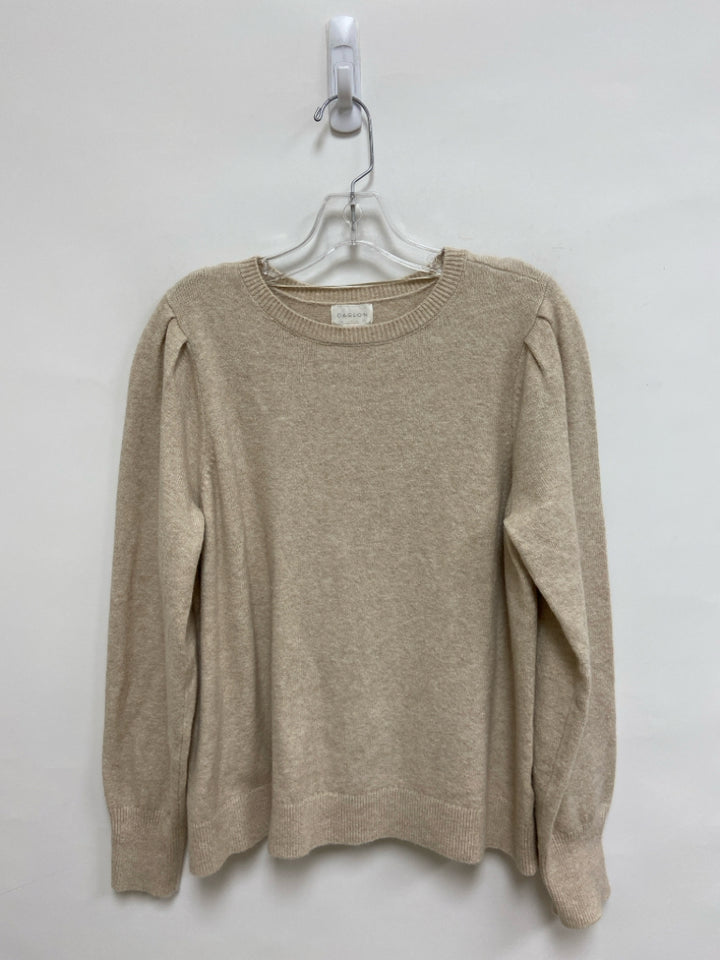 Caslon Size L Beige Puff Sleeve Ladies Sweater