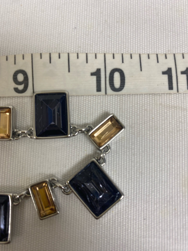 WHBM Tan/Black Silver Color Square Necklace