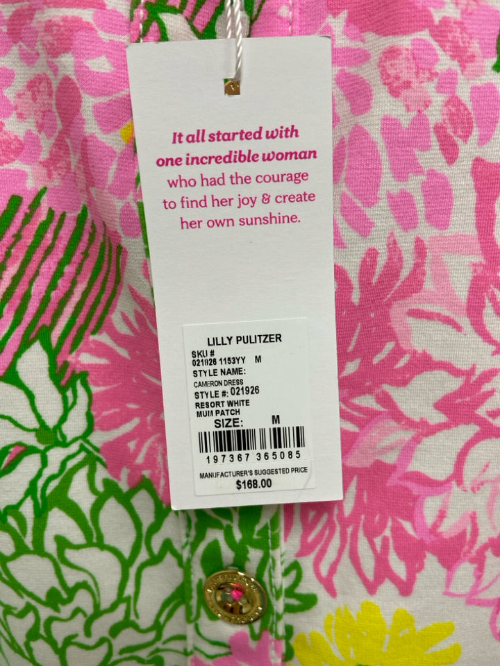 NWT LILLY PULITZER Size M Pink Green/White Flowers Ladies Dress