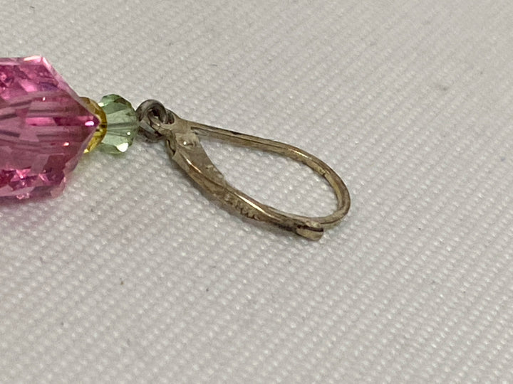 Silver Orange/Pink Beaded Earrings