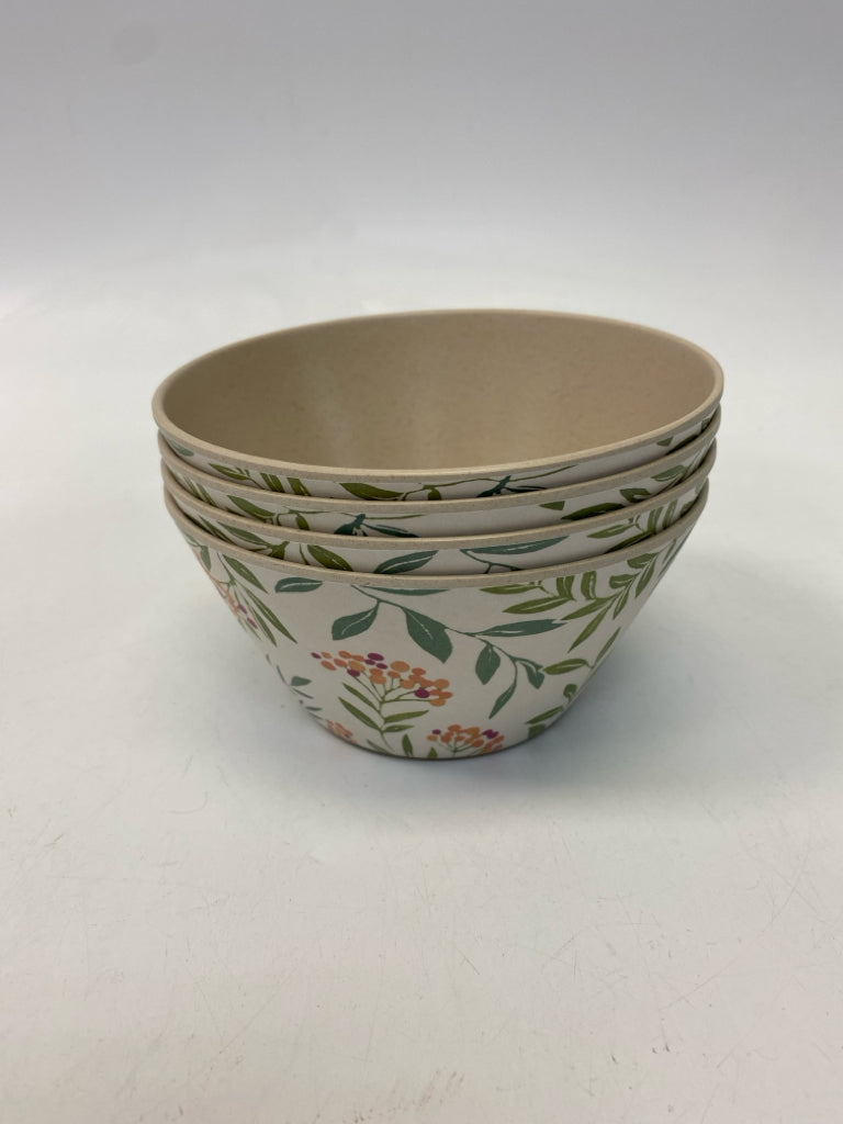 White Green/Coral Floral Melamine Bowl(s)