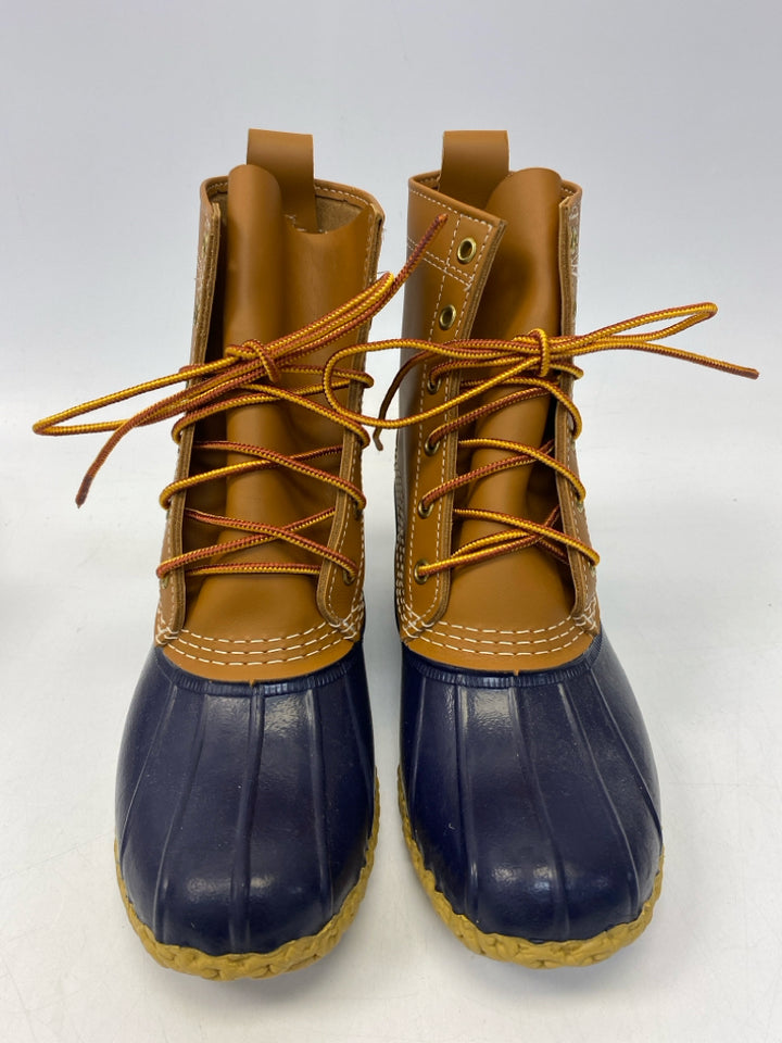 NWOT L L Bean US Shoe Size 7 Blue Caramel Lace-up Boots