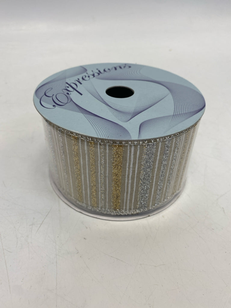 Silver Gold Striped Christmas