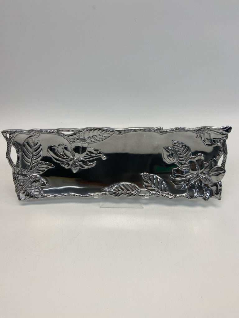 NEW Arthur Court Silver Birds/Flowers Metal Tray