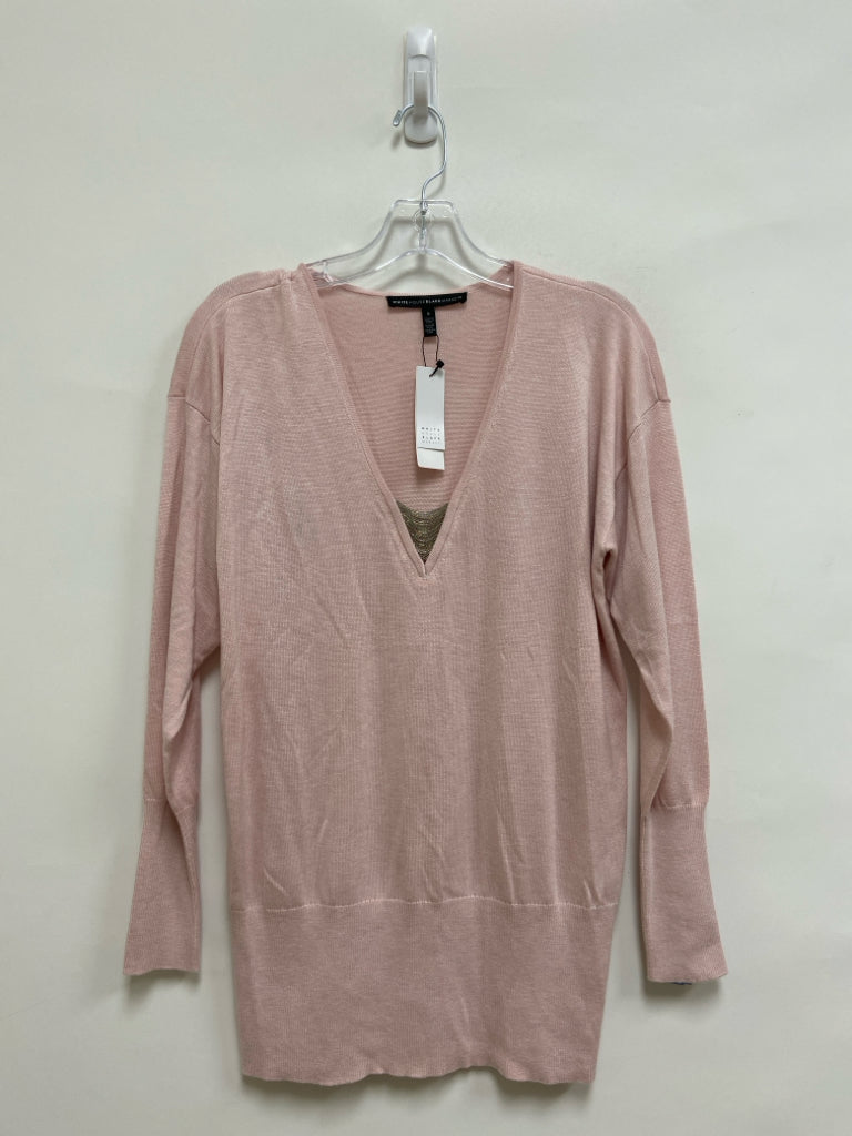 NWT WHBM Size S Pale Pink Chains V Neck Ladies Sweater