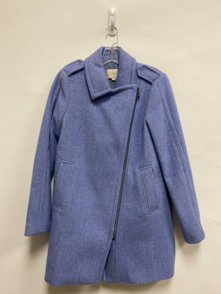 LOFT Size XS Powder Blue White Mottled Zip Down Wool Blend Ladies Jacket