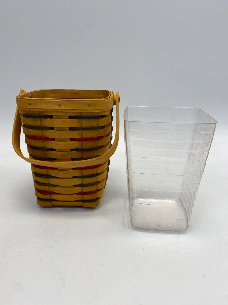 Longaberger Natural Green/Red Woven Basket