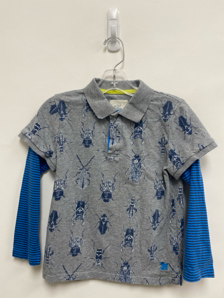 Mini Boden SIZE 7/8 Gray Navy Bugs Long Sleeve Boy&