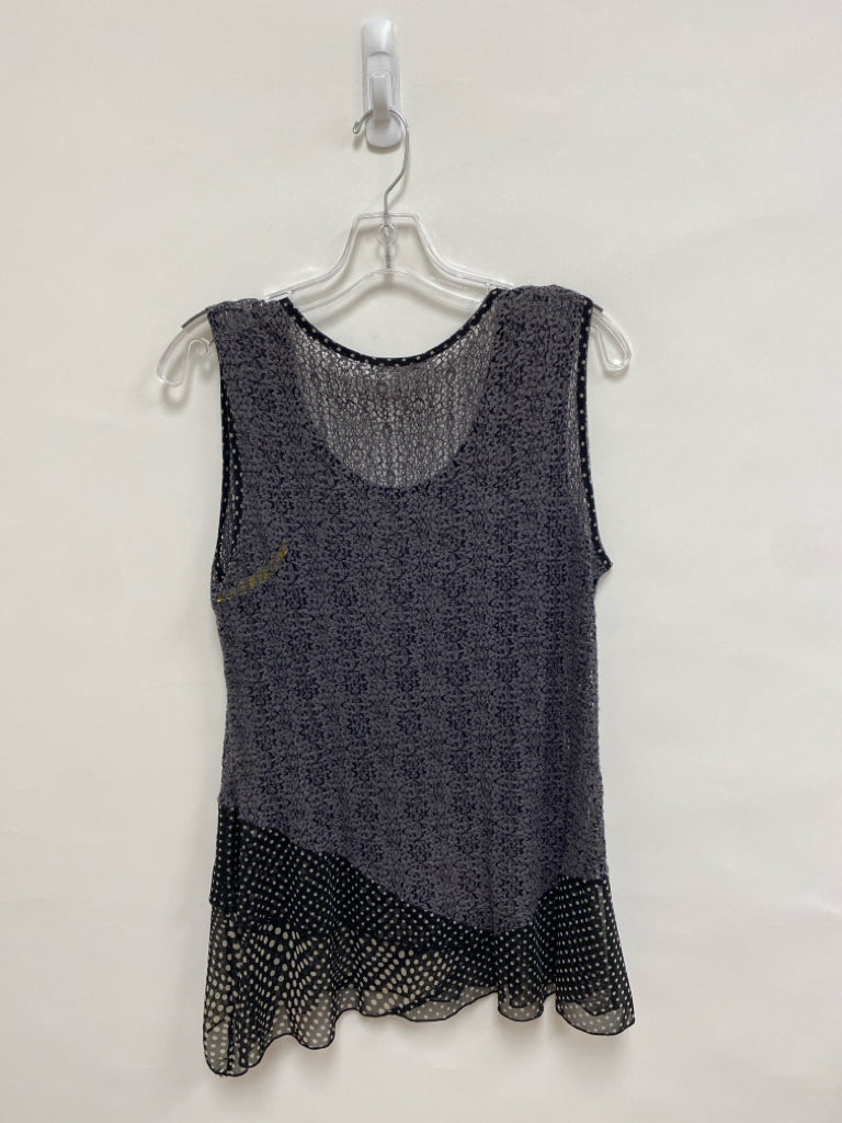 Size M Gray/Black Beige Polka Dot Sleeveless Lace Ladies Top