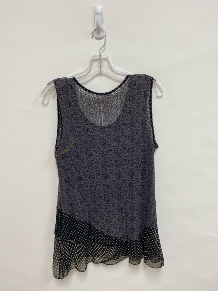 Size M Gray/Black Beige Polka Dot Sleeveless Lace Ladies Top