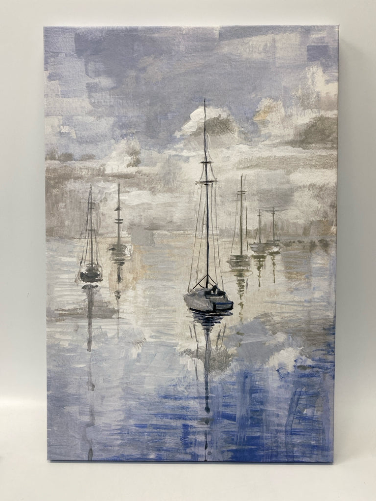 NEW Blue Gray/White Canvas Art