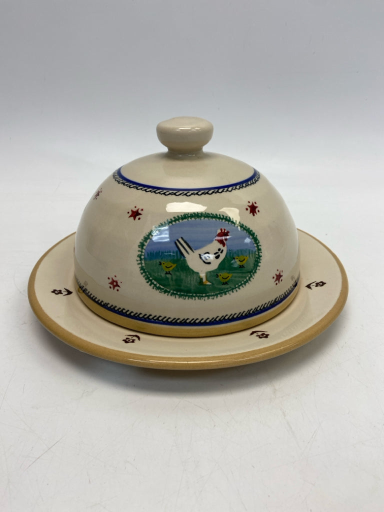 Cream Multi Color Pottery Serving Piece