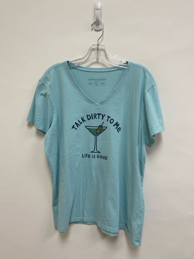 Life is Good Size XL Aqua Short Sleeve Ladies Top